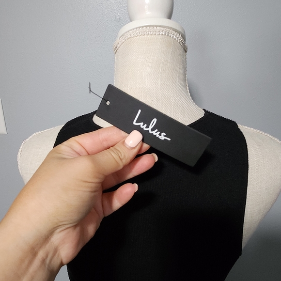 NWT Lulu's Black Ribbed Sleeveless Cutout Midi Dress Size Large Bodycon Sexy - Picture 8 of 11